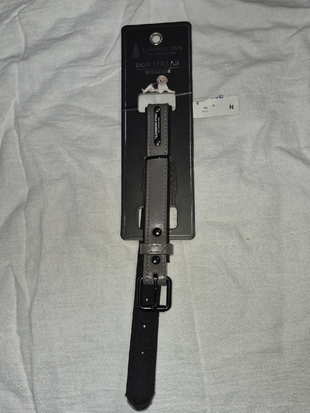 London Fog Gray Dog Collar with Black Hardware